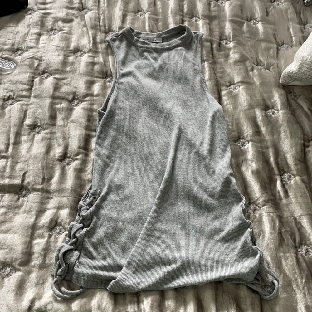 Naked Zebra gray tank with tie detailing